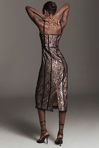 By Anthropologie Square-Neck Shine Midi Dress