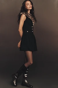 Maeve Faux Fur Collar Mini Dress