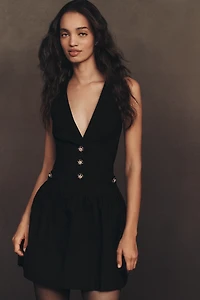 Maeve Faux Fur Collar Mini Dress