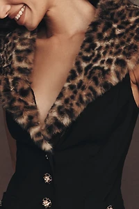 Maeve Faux Fur Collar Mini Dress