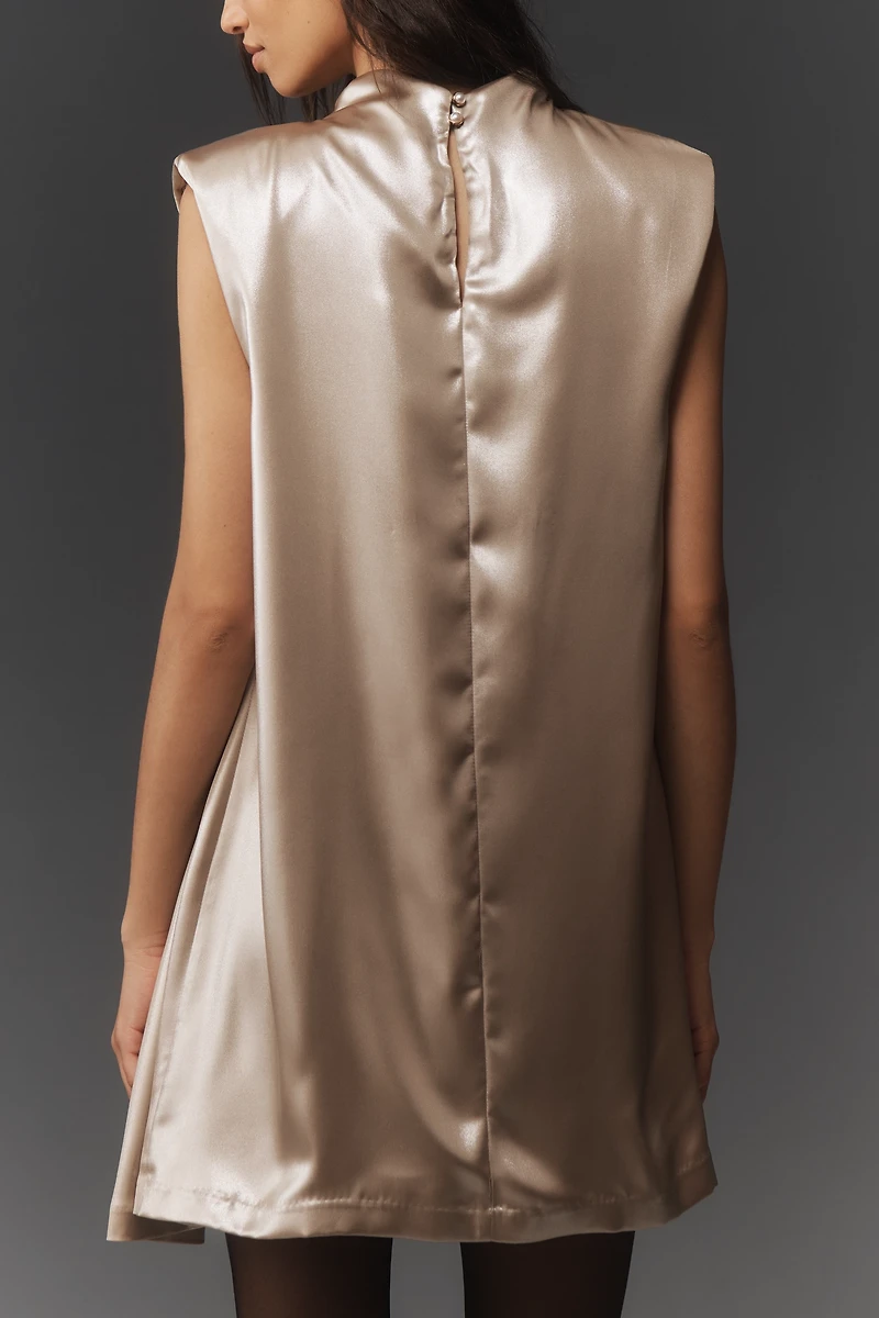 By Anthropologie Sleeveless Liquid Shine Mini Dress