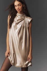 By Anthropologie Sleeveless Liquid Shine Mini Dress