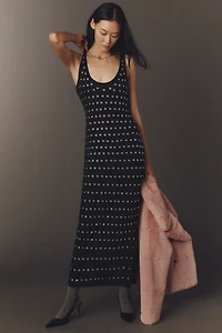 By Anthropologie Sleeveless Metallic Knit Slim Midi Dress