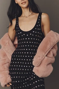 By Anthropologie Sleeveless Metallic Knit Slim Midi Dress