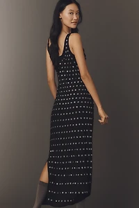 By Anthropologie Sleeveless Metallic Knit Slim Midi Dress