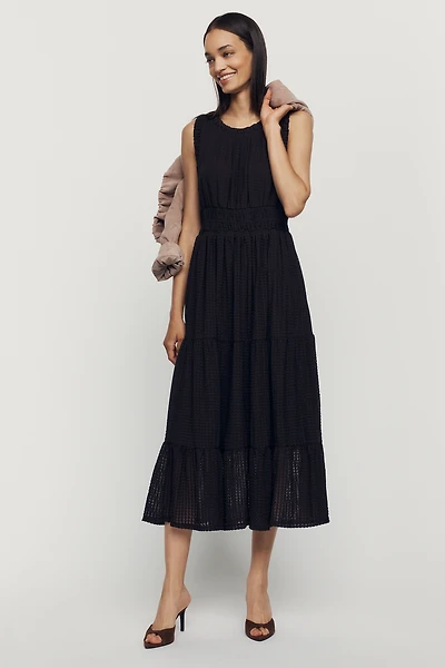 By Anthropologie Sleeveless Smocked Waist A-Line Midi Dress