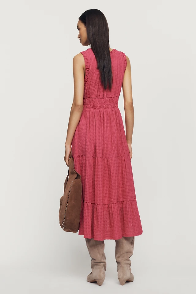 bhldn sleeveless cowl-neck bias-cut a-line midi dress Color:burgundy