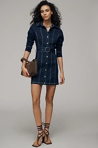 Pilcro Denim Long-Sleeve Mini Shirt Dress