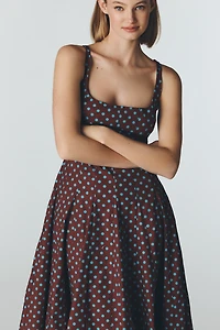 Maeve Sleeveless Square-Neck Corset Midi Dress