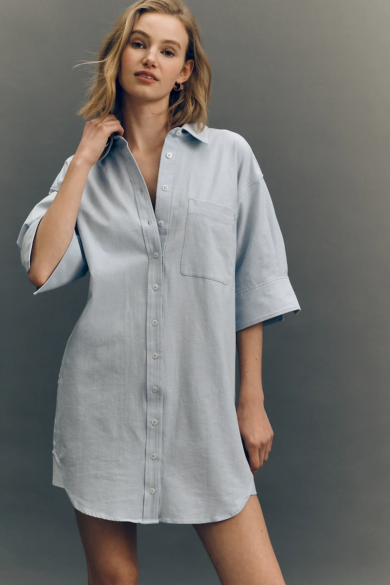 The Mabel Short-Sleeve Shirt Dress by Maeve