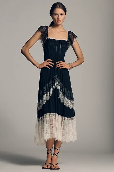 By Anthropologie Tiered Ruffle Flutter-Sleeve Dress