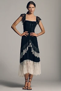 By Anthropologie Tiered Ruffle Flutter-Sleeve Dress