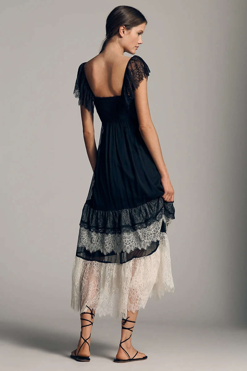 By Anthropologie Tiered Ruffle Flutter-Sleeve Dress