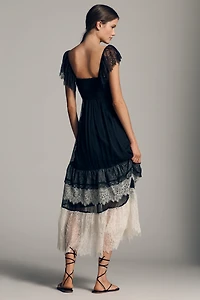 By Anthropologie Tiered Ruffle Flutter-Sleeve Dress