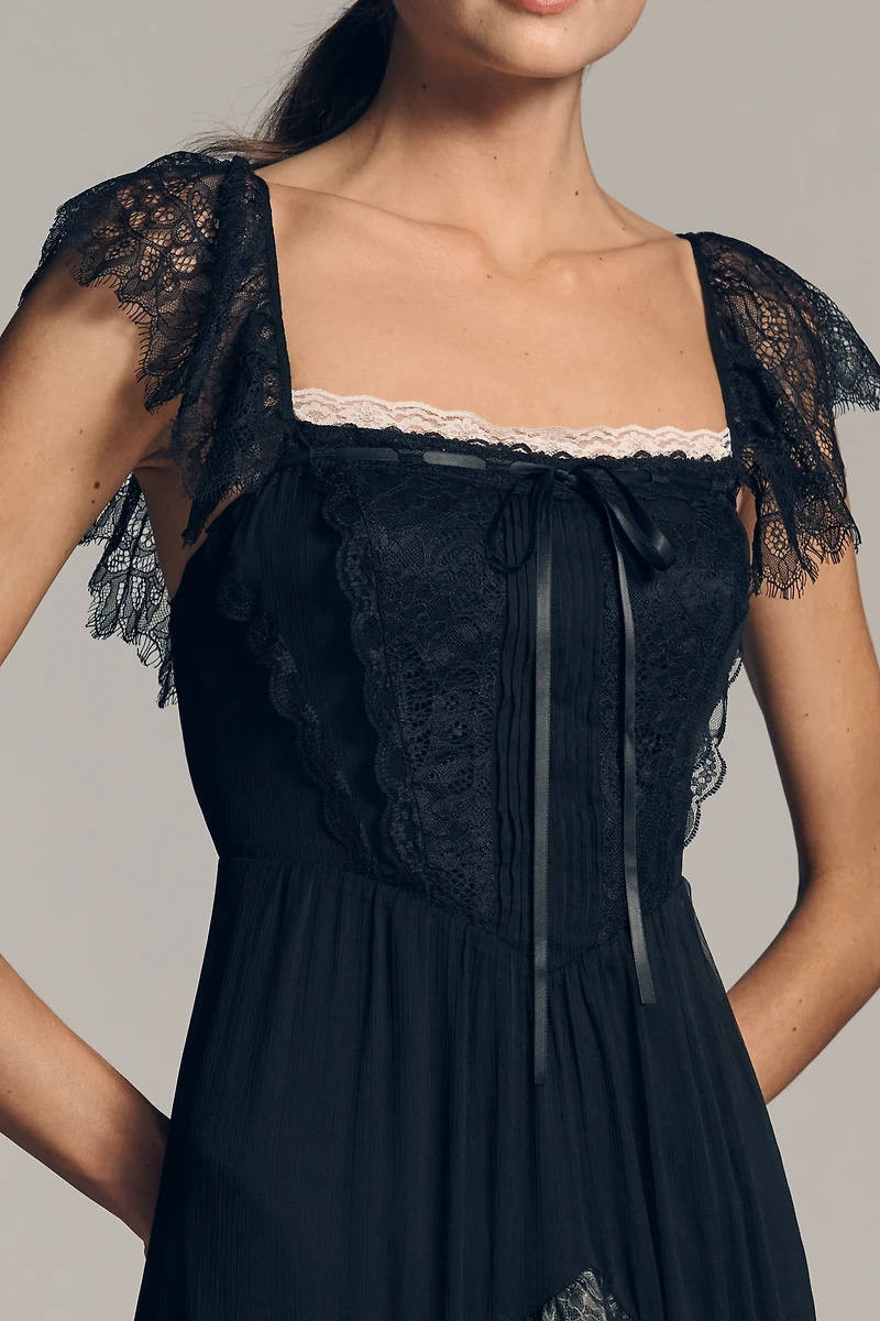 By Anthropologie Tiered Ruffle Flutter-Sleeve Dress
