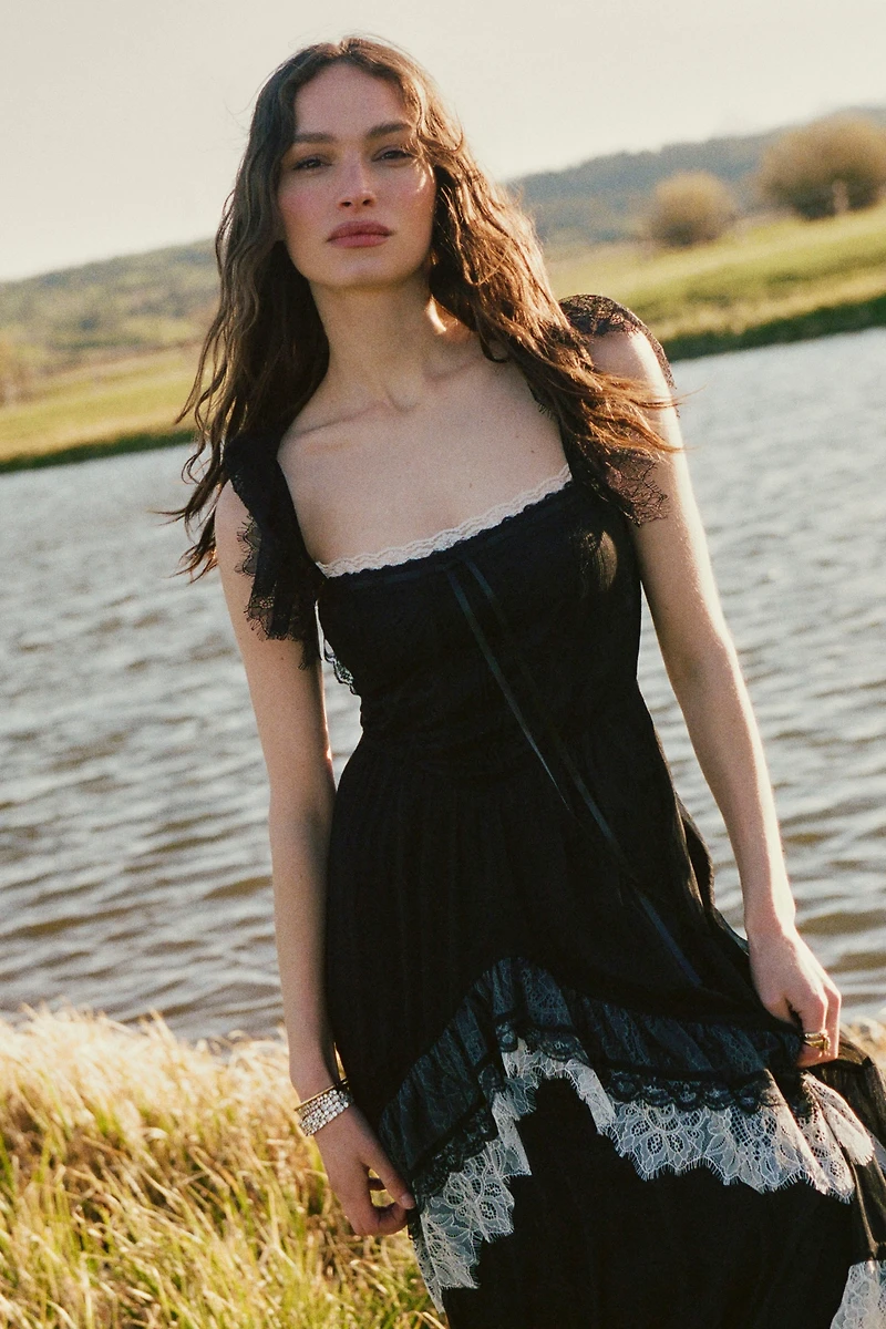 By Anthropologie Tiered Ruffle Flutter-Sleeve Dress