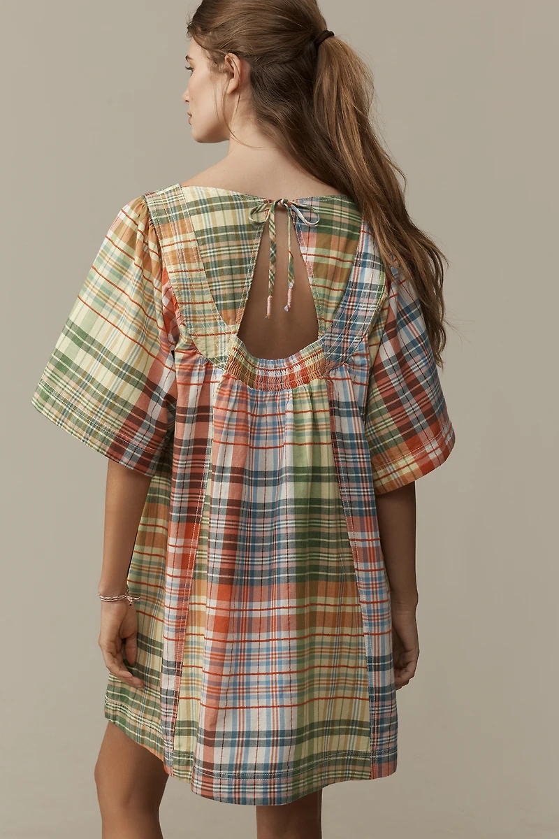 Pilcro Denim Square-Neck Mini Swing Dress