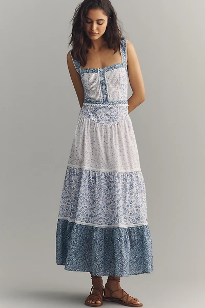 By Anthropologie Printed Pintuck Sleeveless Dress