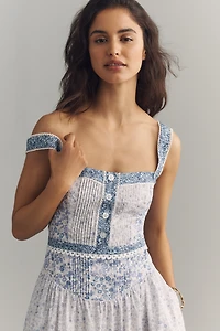 By Anthropologie Printed Pintuck Sleeveless Dress