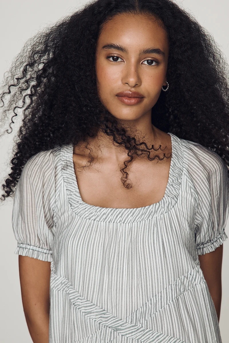 Pilcro Textured Puff-Sleeve Mini Dress