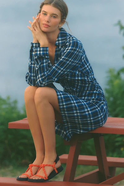 Pilcro Greer Ruched Mini Shirt Dress