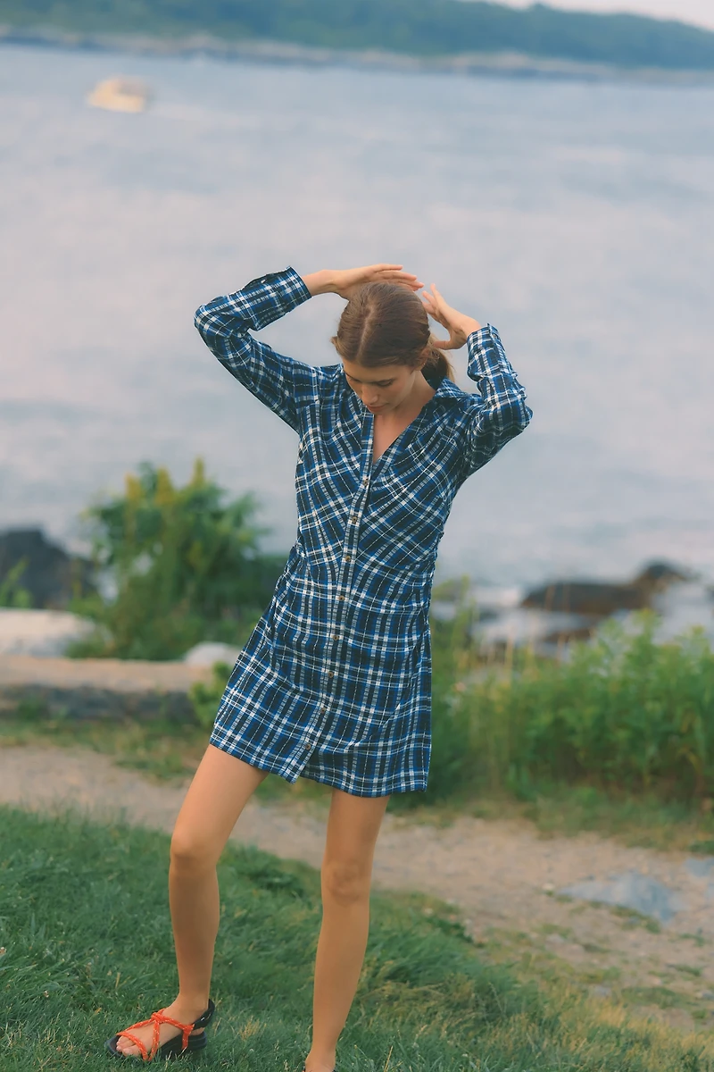 Pilcro Greer Ruched Mini Shirt Dress