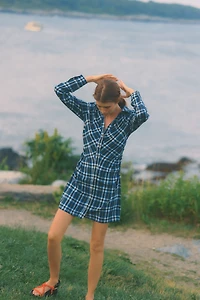 Pilcro Greer Ruched Mini Shirt Dress