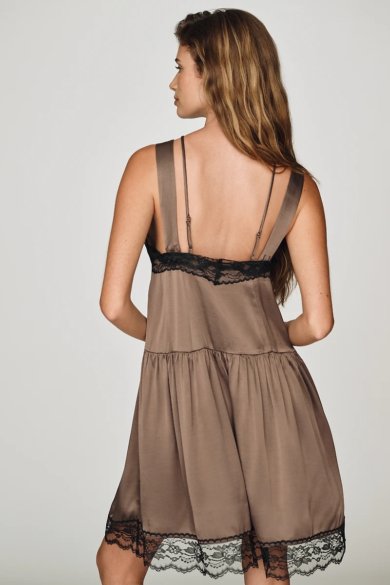 By Anthropologie Lace-Trim Mini Slip Dress
