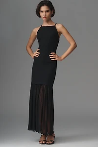 By Anthropologie Backless Sheer Midi Dress