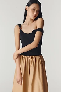 ESTHE Asymmetric Twofer Midi Dress
