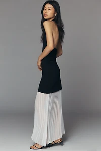 ESTHE Pleated Halter-Neck Midi Dress