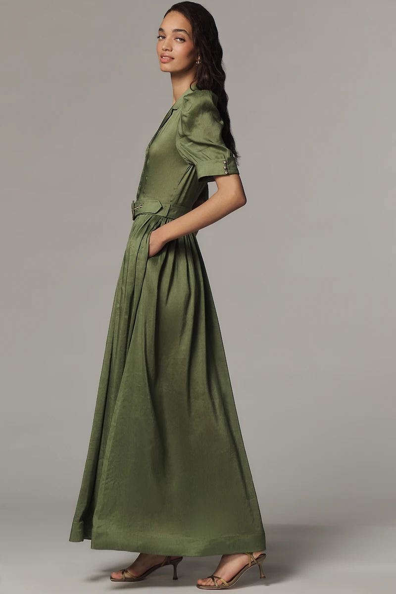 Aqua Blu Eloise Linen Silk Midi Dress