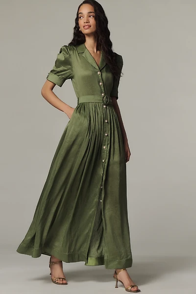 Aqua Blu Eloise Linen Silk Midi Dress