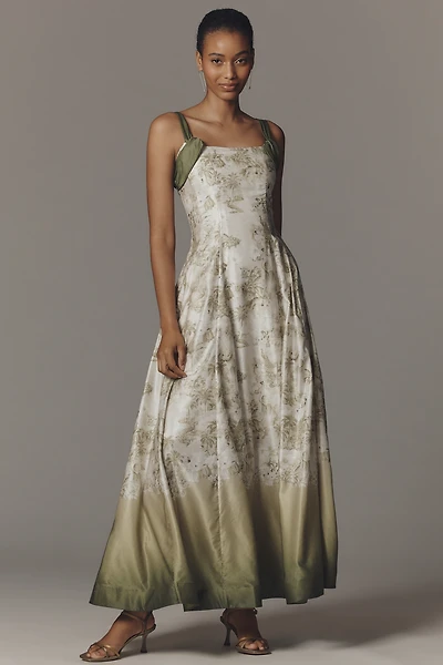 Aqua Blu Cotton Silk Delphine Maxi Dress