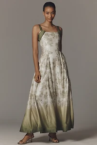 Aqua Blu Cotton Silk Delphine Maxi Dress