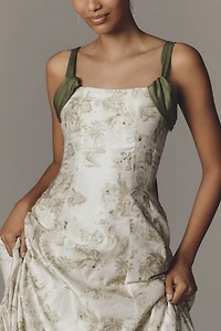 Aqua Blu Cotton Silk Delphine Maxi Dress