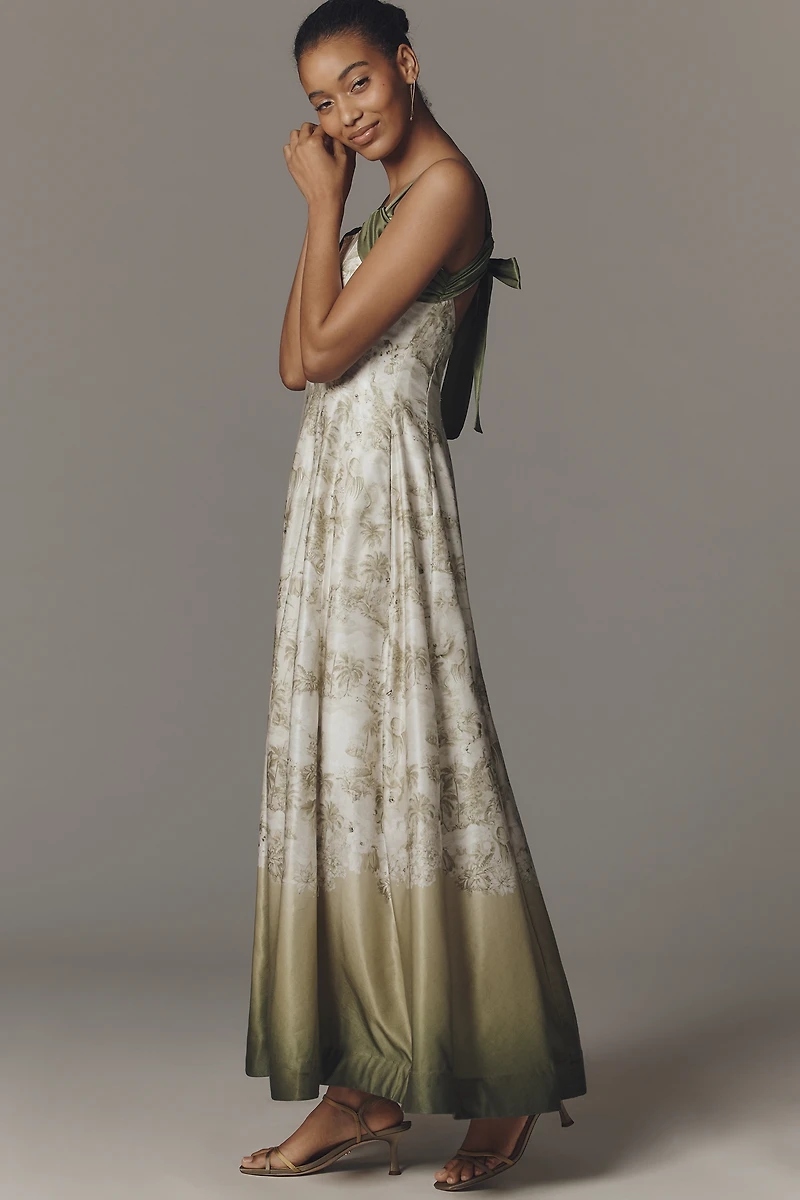 Aqua Blu Cotton Silk Delphine Maxi Dress