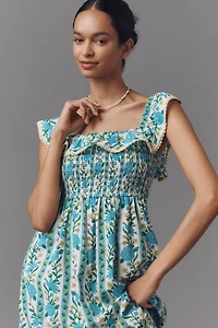 Pink City Prints Carrie Sleeveless Ruffled Midi Dress