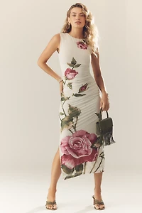 Aston Studio Ariel Sleeveless Fitted Mesh Midi Dress