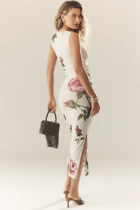 Aston Studio Ariel Sleeveless Fitted Mesh Midi Dress
