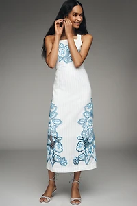Aston Studio Aria Square-Neck Linen-Blend Maxi Dress