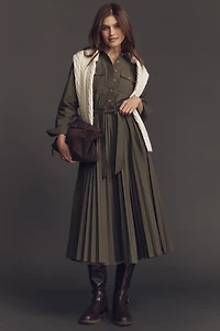 Derek Lam 10 Crosby Kenza Long-Sleeve Pleated Shirt Dress