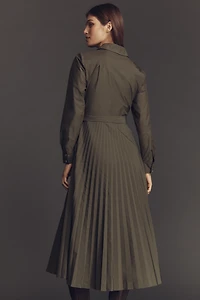 Derek Lam 10 Crosby Kenza Long-Sleeve Pleated Shirt Dress