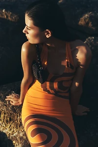 The Wolf Gang Giro Halter Mesh Dress