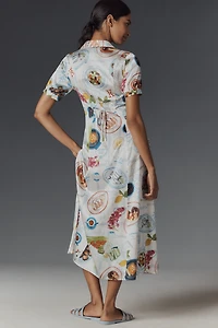 Lingua Franca Lampi Short-Sleeve Midi Shirt Dress