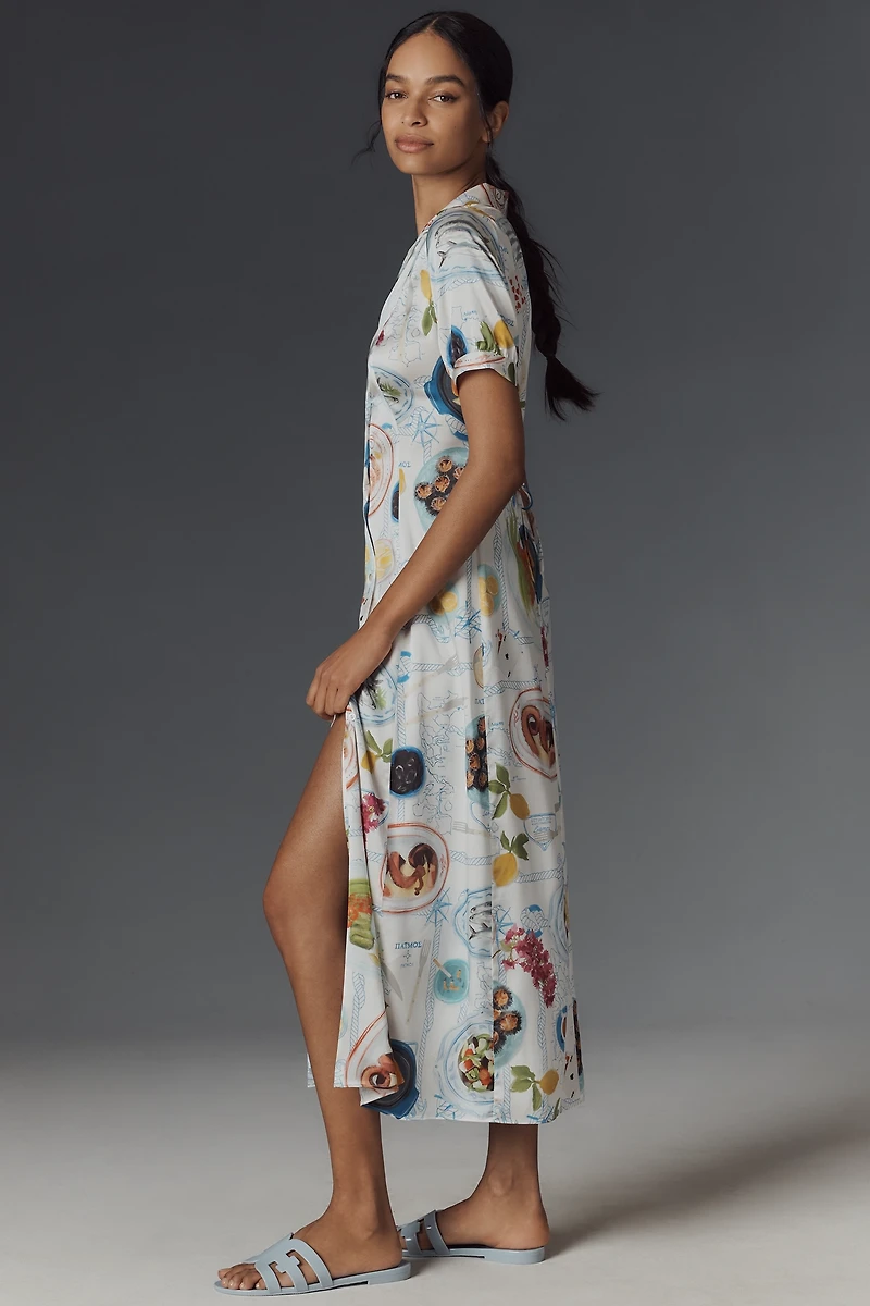 Lingua Franca Lampi Short-Sleeve Midi Shirt Dress