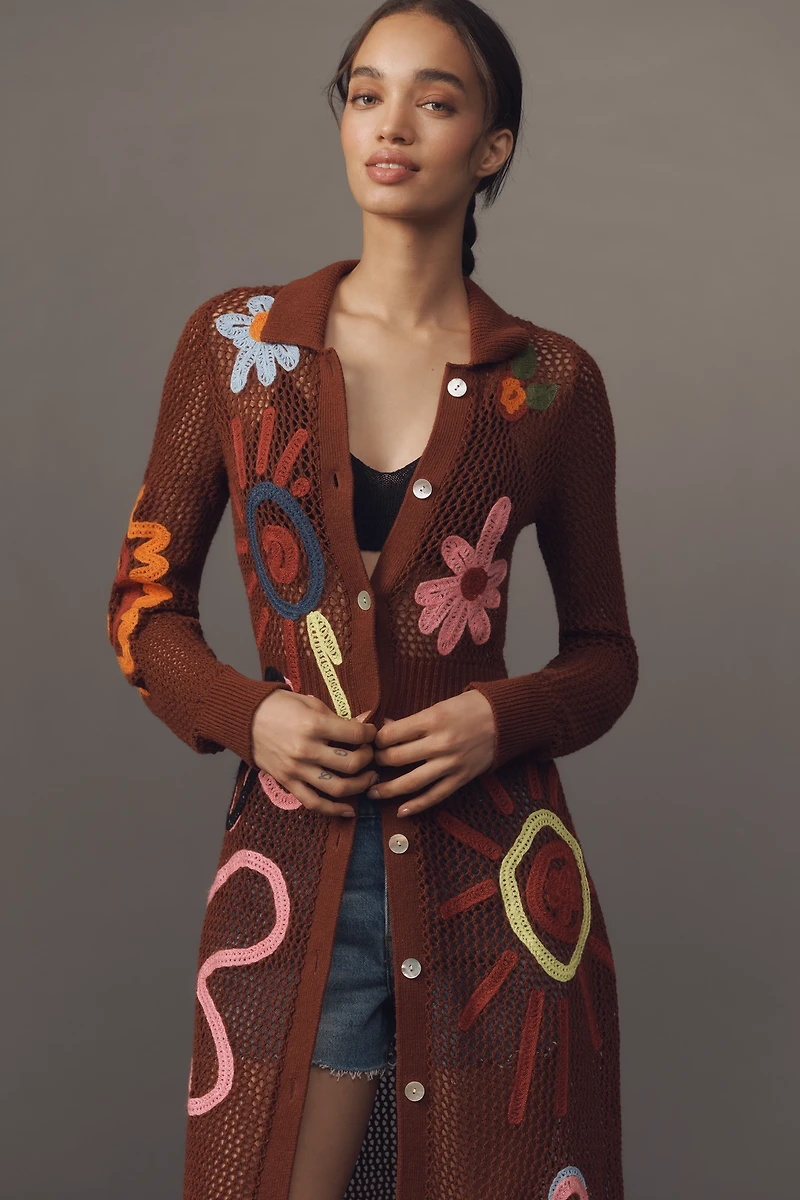Lingua Franca Onar Embroidered Midi Shirt Dress