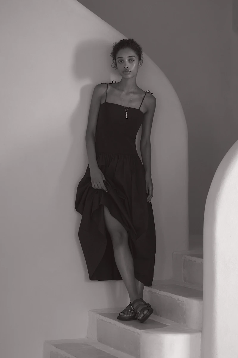 By Anthropologie Square-Neck Twofer Midi Dress