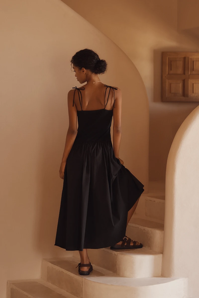 By Anthropologie Square-Neck Twofer Midi Dress