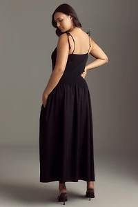 By Anthropologie Square-Neck Twofer Midi Dress